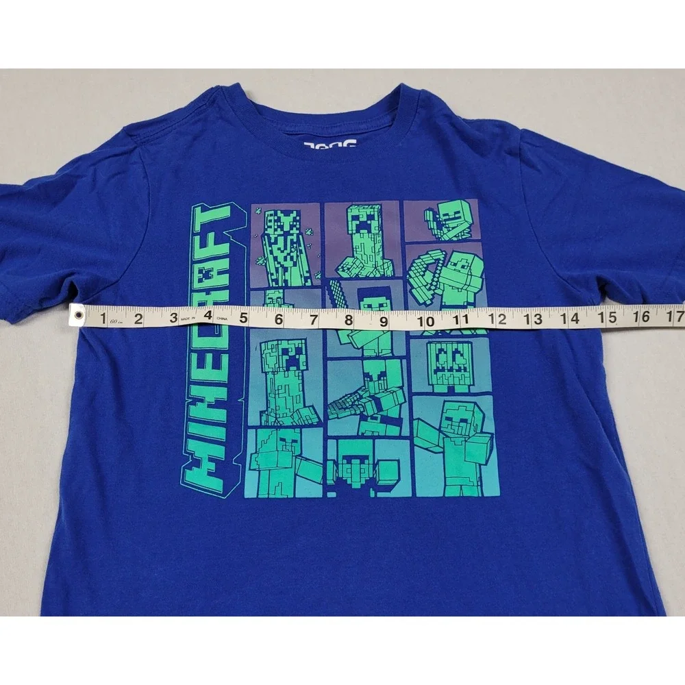 Minecraft Boys Grid Short Sleeve Graphic Print Blue T-Shirt Size M (8)